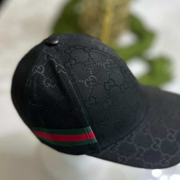 Unisex Black Monogram Baseball Cap with Adjustable Leather Strap - Picture 4 of 4